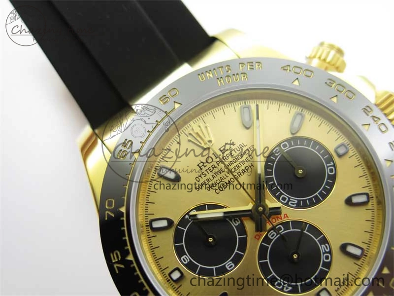 UrbanStyle Daytona 116518 KKF 1:1 Best Edition 904L Steel YG Black Dial on Rubber Strap A 2455