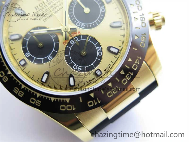 UrbanStyle Daytona 116518 KKF 1:1 Best Edition 904L Steel YG Black Dial on Rubber Strap A 2455
