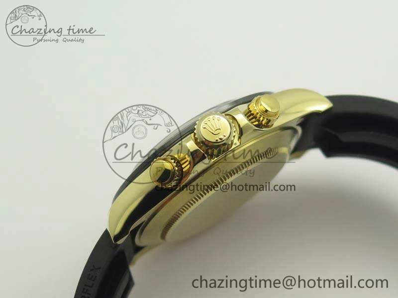 Durable Daytona 116518 LN YG ARF 1:1 Best Edition Black Dial On Rubber Strap A4130 Super Clone 3479