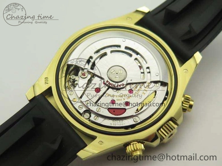 Durable Daytona 116518 LN YG ARF 1:1 Best Edition Black Dial On Rubber Strap A4130 Super Clone 3479
