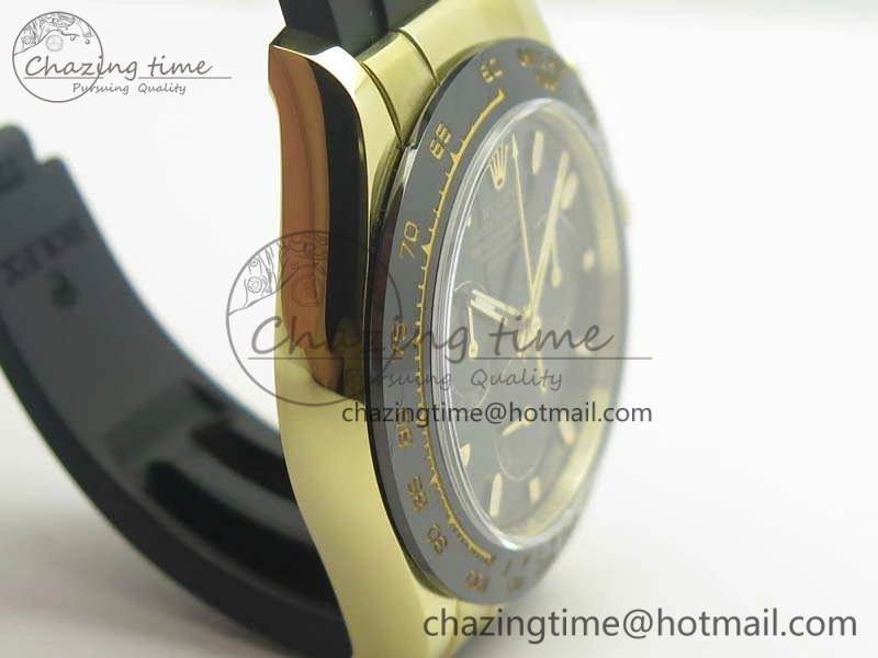 Durable Daytona 116518 LN YG ARF 1:1 Best Edition Black Dial On Rubber Strap A4130 Super Clone 3479