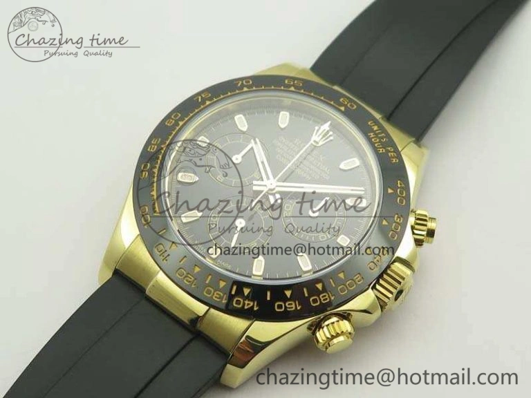 Durable Daytona 116518 LN YG ARF 1:1 Best Edition Black Dial On Rubber Strap A4130 Super Clone 3479