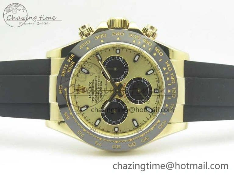 HighPerformance Daytona 116518 LN YG ARF 1:1 Best Edition YG Dial on Rubber Strap A4130 Super Clone V 3360