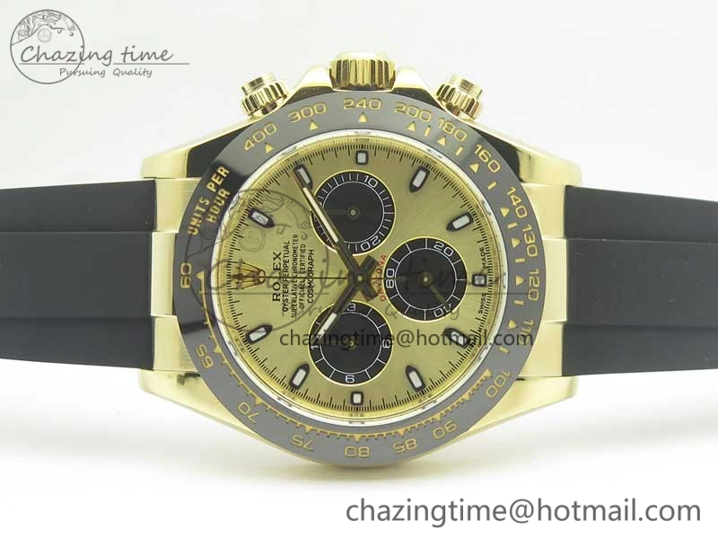 HighPerformance Daytona 116518 LN YG ARF 1:1 Best Edition YG Dial on Rubber Strap A4130 Super Clone V 3360