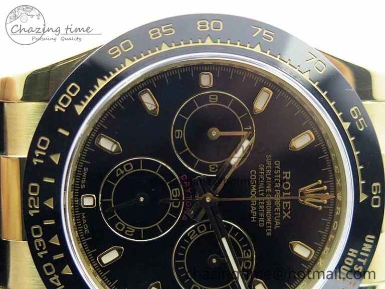 Daytona 116518 Noob 1:1 Best Edition YG Plated 904L SS Case Black Dial on Black Rubber Strap SA4130 V3 (Free Extra Strap) Stylish 3121