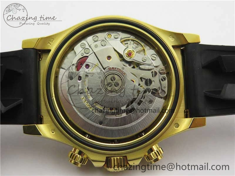 Daytona 116518 Noob 1:1 Best Edition YG Plated 904L SS Case Black Diamonds Dial on Black Rubber Strap SA4130 V4 (Free Extra Strap) Stretchable 2585