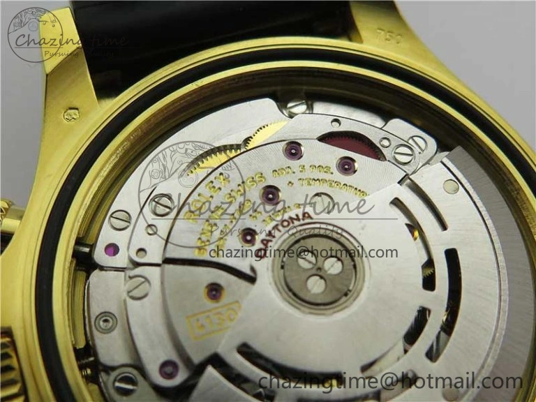 Daytona 116518 Noob 1:1 Best Edition YG Plated 904L SS Case Black Diamonds Dial on Black Rubber Strap SA4130 V4 (Free Extra Strap) Stretchable 2585