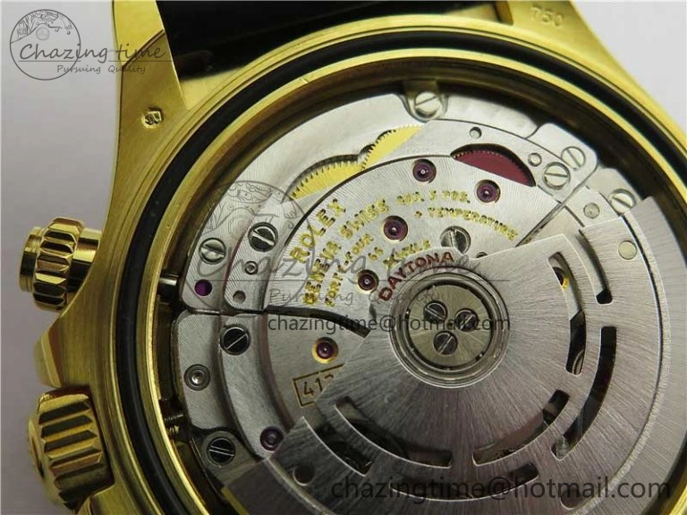 Daytona 116518 Noob 1:1 Best Edition YG Plated 904L SS Case Black Diamonds Dial on Black Rubber Strap SA4130 V4 (Free Extra Strap) Stretchable 2585