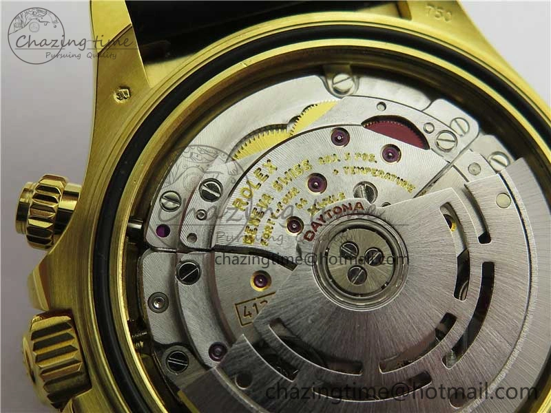 Daytona 116518 Noob 1:1 Best Edition YG Plated 904L SS Case Black Diamonds Dial on Black Rubber Strap SA4130 V4 (Free Extra Strap) Stretchable 2585