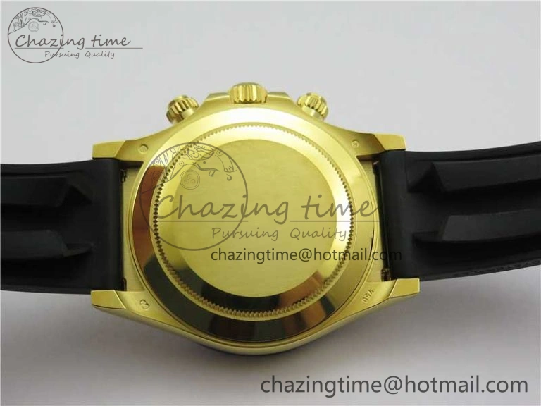 SmartChoice Daytona 116518 Noob 1:1 Best Edition YG Plated 904L SS Case Goid Diamonds Dial on Black Rubber Strap SA4130 V4 (Free Extra Strap) 2587