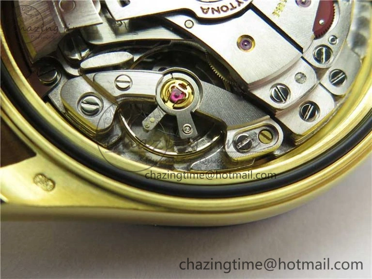 SmartChoice Daytona 116518 Noob 1:1 Best Edition YG Plated 904L SS Case Goid Diamonds Dial on Black Rubber Strap SA4130 V4 (Free Extra Strap) 2587
