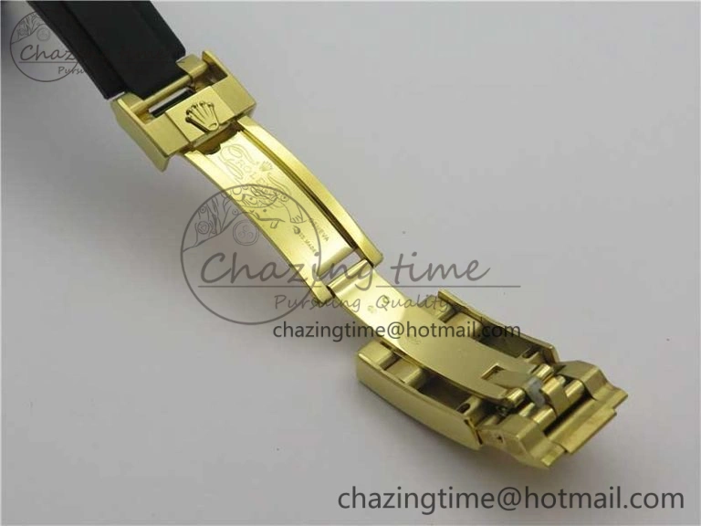 Daytona 116518 Noob 1:1 Best Edition YG Plated 904L SS Case White Dial on Black Rubber Strap SA4130 V3 (Free Extra Strap) Unique 3205