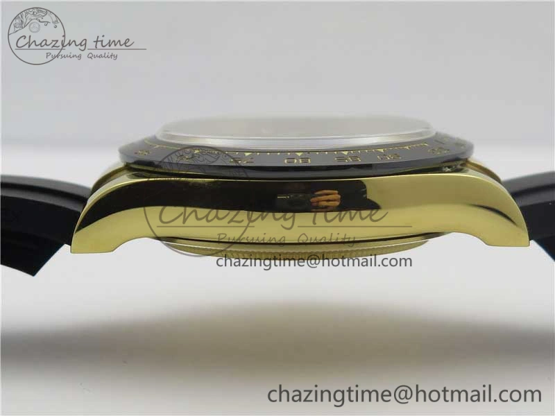Daytona 116518 Noob 1:1 Best Edition YG Plated 904L SS Case White Dial on Black Rubber Strap SA4130 V3 (Free Extra Strap) Unique 3205