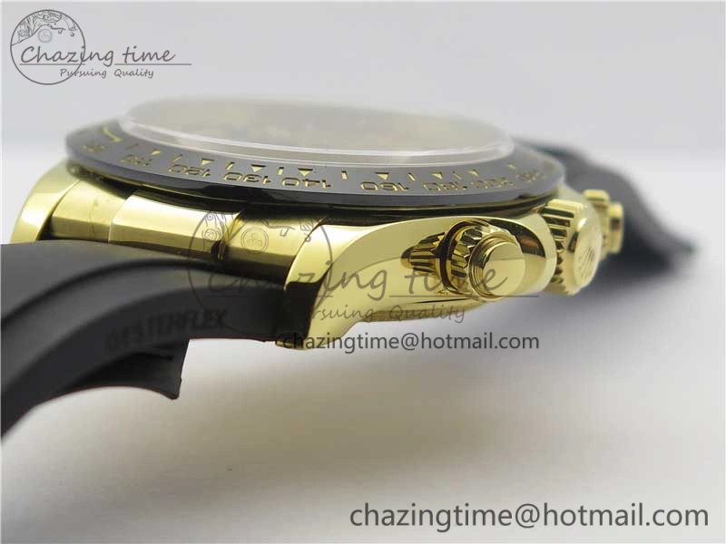 Daytona 116518 Noob 1:1 Best Edition YG Plated 904L SS Case White Dial on Black Rubber Strap SA4130 V3 (Free Extra Strap) Unique 3205