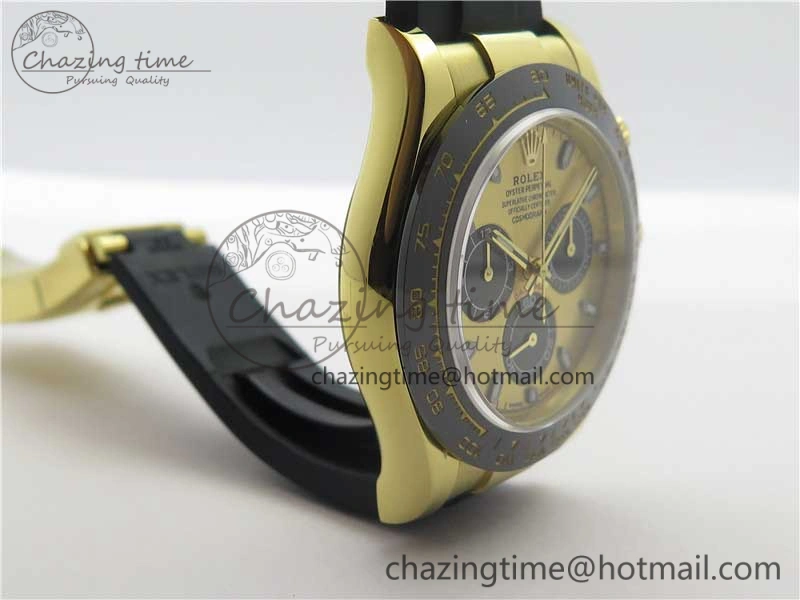SoftTouch Daytona 116518 Noob 1:1 Best Edition YG Plated 904L SS Case YG Black Dial on Black Rubber Strap SA4130 V3 (Free Extra Strap) 3208