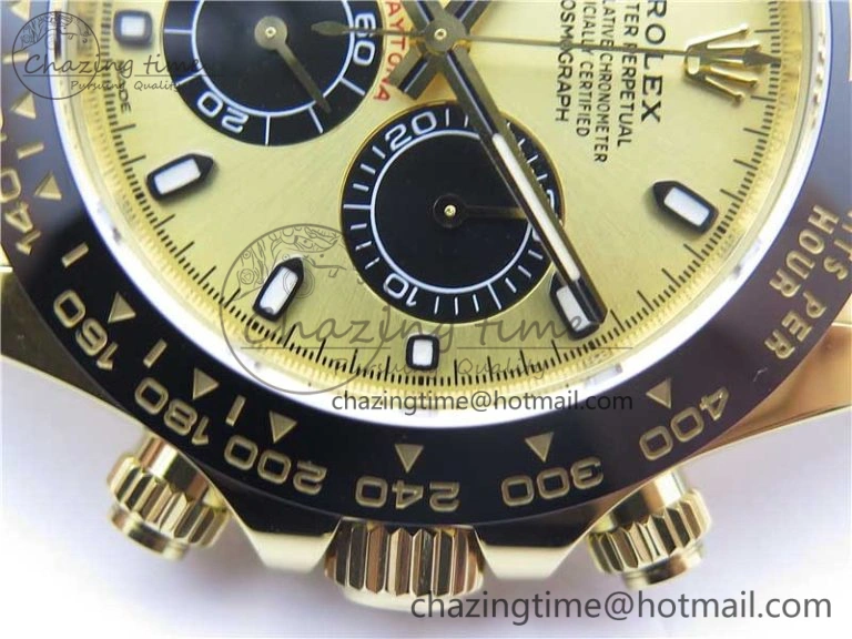 SoftTouch Daytona 116518 Noob 1:1 Best Edition YG Plated 904L SS Case YG Black Dial on Black Rubber Strap SA4130 V3 (Free Extra Strap) 3208