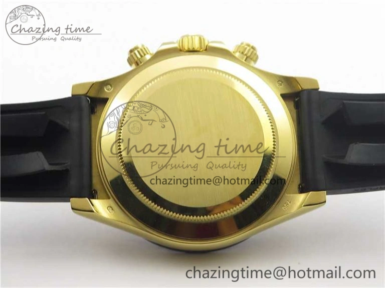 Daytona 116518 Paul Newman Noob 1:1 Best Edition YG Plated 904L SS Case Black Gold Dial on Black Rubber Strap SA4130 V3 (Free Extra Strap) Lightweight 3114
