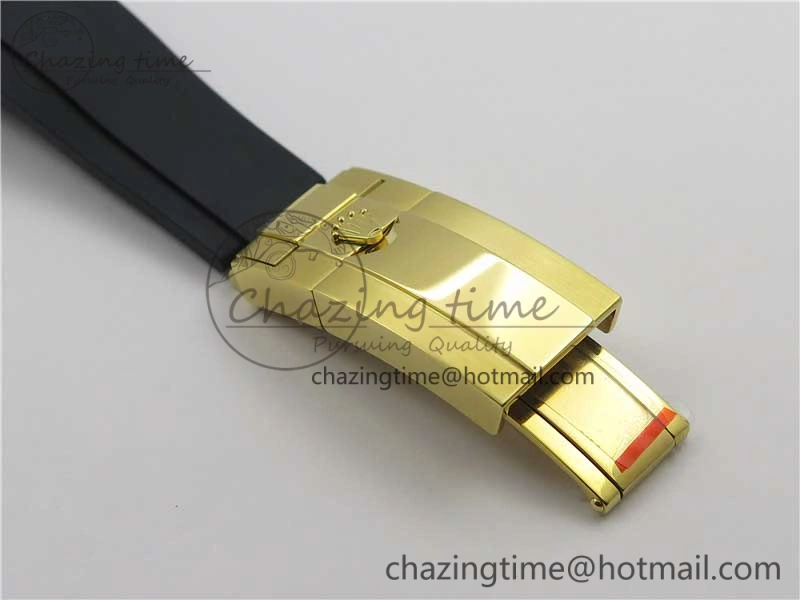 Daytona 116518 Paul Newman Noob 1:1 Best Edition YG Plated 904L SS Case Black Gold Dial on Black Rubber Strap SA4130 V3 (Free Extra Strap) Lightweight 3114