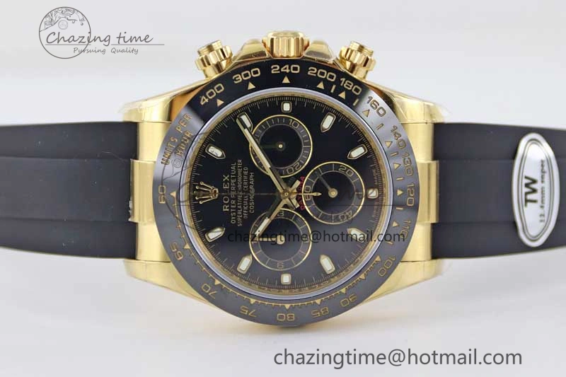 Attractive Daytona 116518 TWF 1:1 Best Edition 904L Steel Black Dial on Oysterflex Strap A 2427