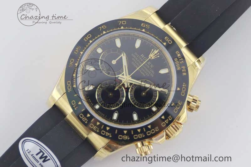 Attractive Daytona 116518 TWF 1:1 Best Edition 904L Steel Black Dial on Oysterflex Strap A 2427