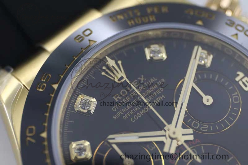 Classic Daytona 116518 TWF 1:1 Best Edition 904L Steel Black Diamonds Dial on Oysterflex Strap A 2425