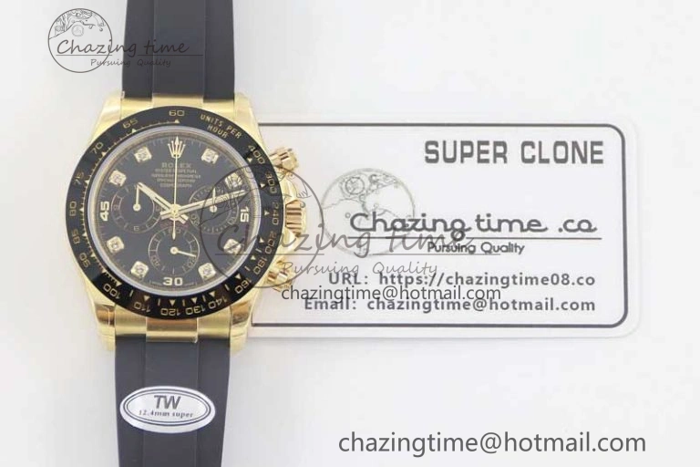 Classic Daytona 116518 TWF 1:1 Best Edition 904L Steel Black Diamonds Dial on Oysterflex Strap A 2425