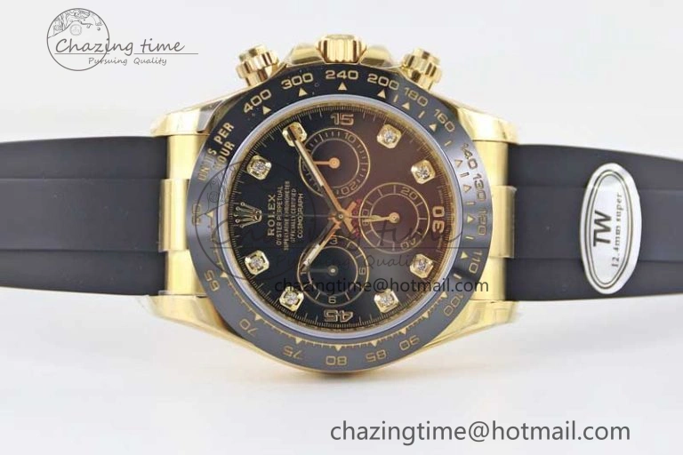 Classic Daytona 116518 TWF 1:1 Best Edition 904L Steel Black Diamonds Dial on Oysterflex Strap A 2425