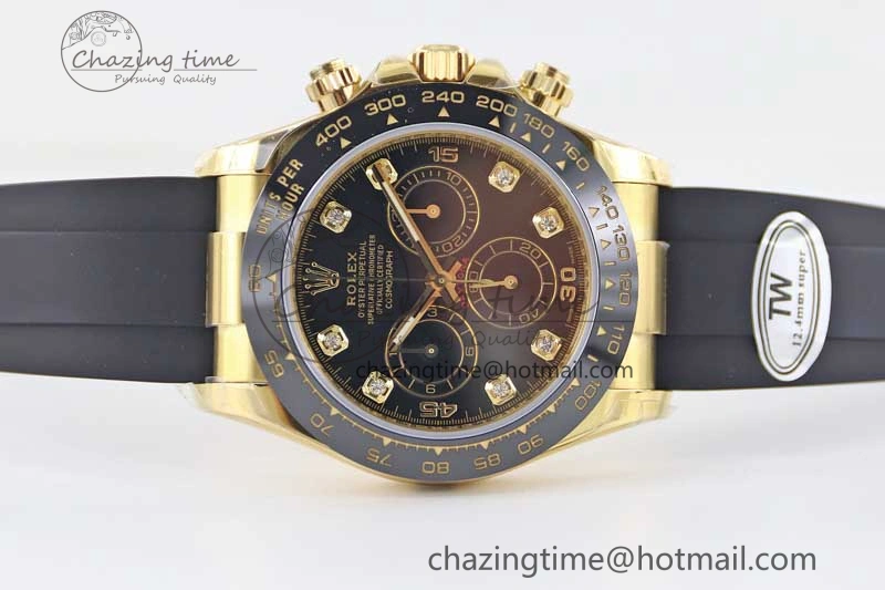 Classic Daytona 116518 TWF 1:1 Best Edition 904L Steel Black Diamonds Dial on Oysterflex Strap A 2425