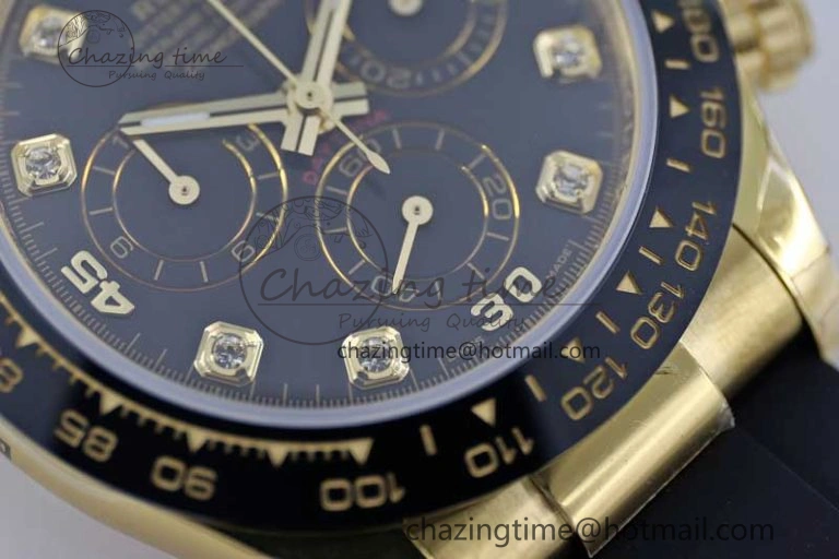 Classic Daytona 116518 TWF 1:1 Best Edition 904L Steel Black Diamonds Dial on Oysterflex Strap A 2425