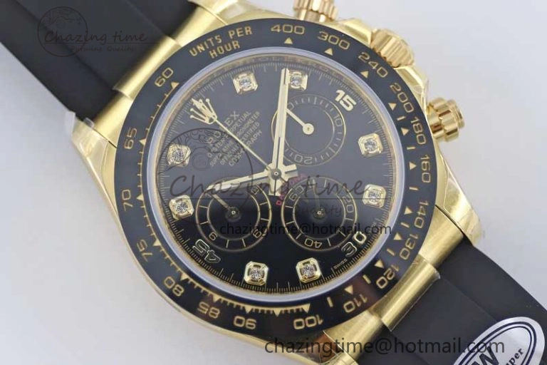 Classic Daytona 116518 TWF 1:1 Best Edition 904L Steel Black Diamonds Dial on Oysterflex Strap A 2425