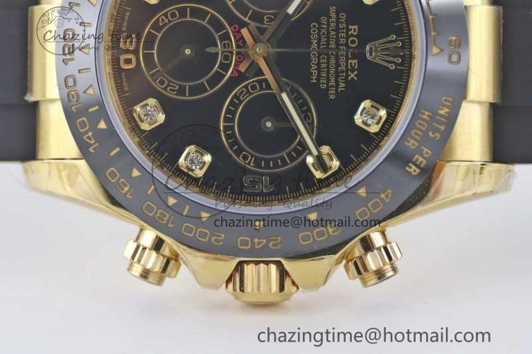 Classic Daytona 116518 TWF 1:1 Best Edition 904L Steel Black Diamonds Dial on Oysterflex Strap A 2425