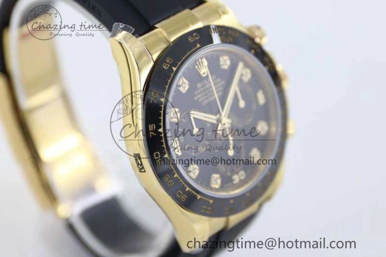 Classic Daytona 116518 TWF 1:1 Best Edition 904L Steel Black Diamonds Dial on Oysterflex Strap A 2425