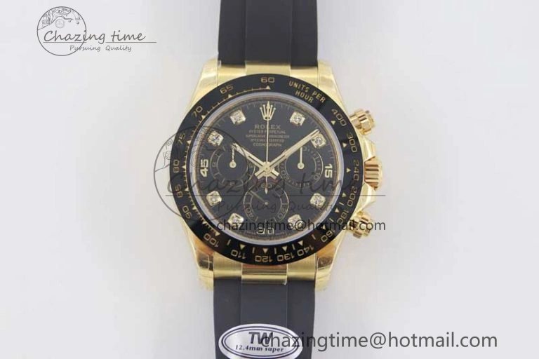 Classic Daytona 116518 TWF 1:1 Best Edition 904L Steel Black Diamonds Dial on Oysterflex Strap A 2425