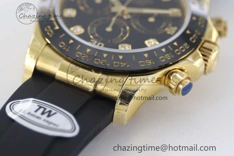 Classic Daytona 116518 TWF 1:1 Best Edition 904L Steel Black Diamonds Dial on Oysterflex Strap A 2425