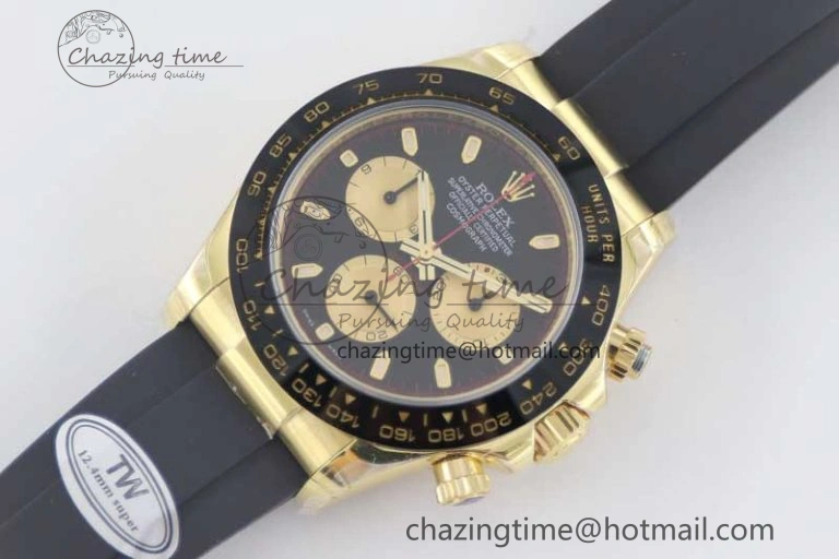 Daytona 116518 TWF 1:1 Best Edition 904L Steel Black Gold Dial on Oysterflex Strap A FashionForward 2422