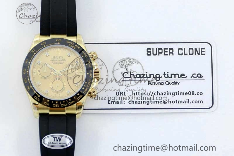 Daytona 116518 TWF 1:1 Best Edition 904L Steel YG Diamonds Dial on Oysterflex Strap A UrbanStyle 2421
