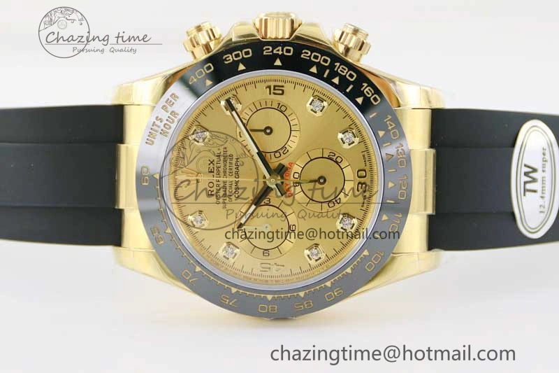 Daytona 116518 TWF 1:1 Best Edition 904L Steel YG Diamonds Dial on Oysterflex Strap A UrbanStyle 2421