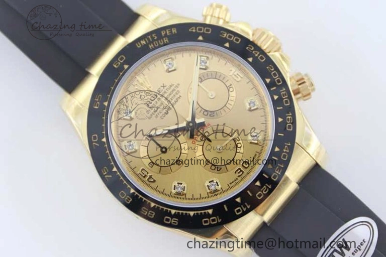 Daytona 116518 TWF 1:1 Best Edition 904L Steel YG Diamonds Dial on Oysterflex Strap A UrbanStyle 2421