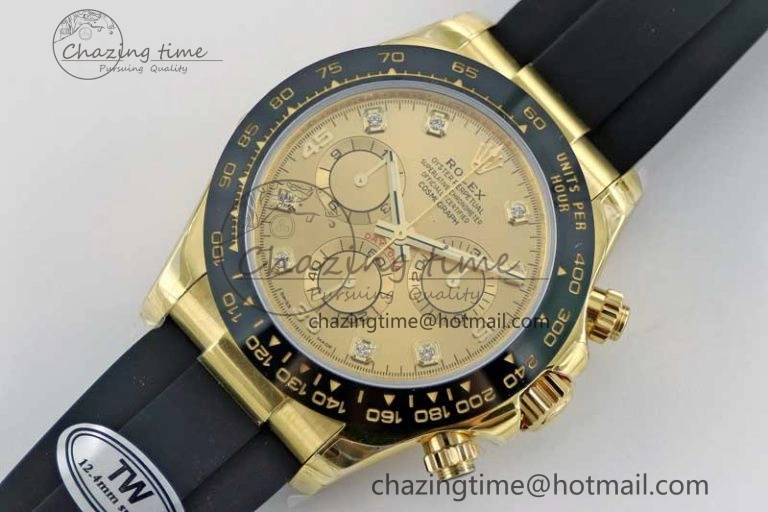 Daytona 116518 TWF 1:1 Best Edition 904L Steel YG Diamonds Dial on Oysterflex Strap A UrbanStyle 2421