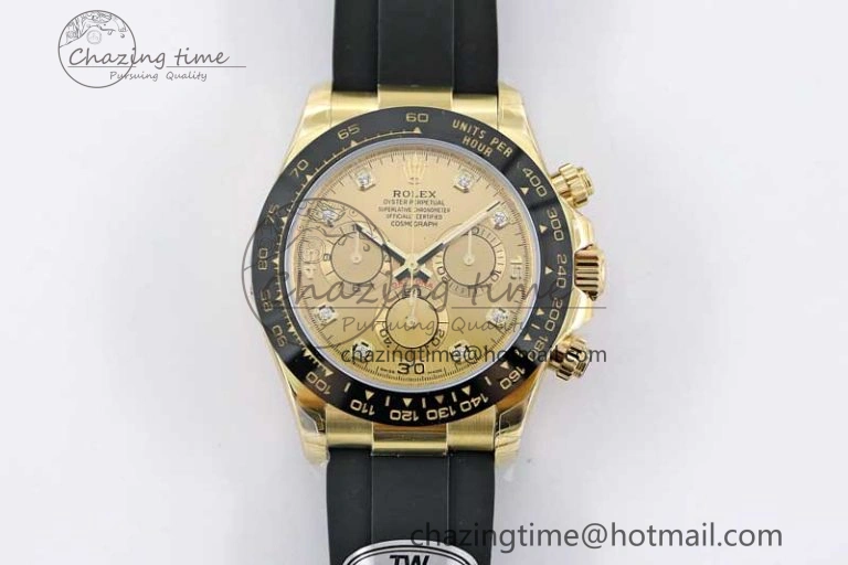 Daytona 116518 TWF 1:1 Best Edition 904L Steel YG Diamonds Dial on Oysterflex Strap A UrbanStyle 2421