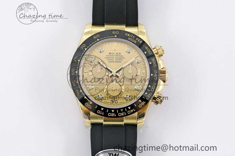 Daytona 116518 TWF 1:1 Best Edition 904L Steel YG Diamonds Dial on Oysterflex Strap A UrbanStyle 2421