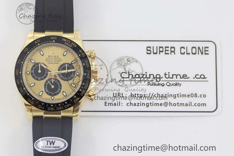 Daytona 116518 TWF 1:1 Best Edition 904L Steel YG Black Dial on Oysterflex Strap A TopPick 2426