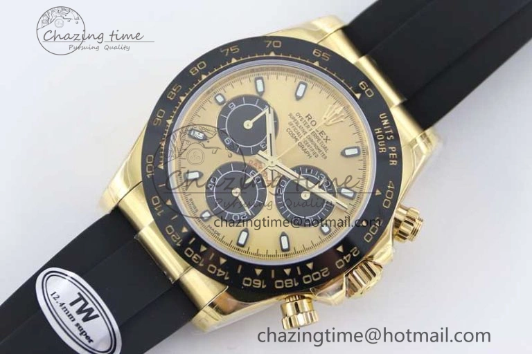 Daytona 116518 TWF 1:1 Best Edition 904L Steel YG Black Dial on Oysterflex Strap A TopPick 2426