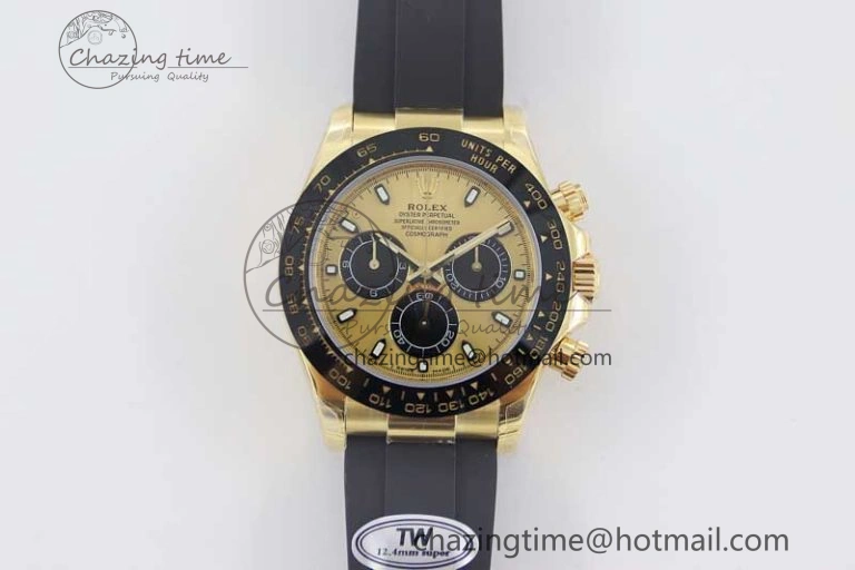 Daytona 116518 TWF 1:1 Best Edition 904L Steel YG Black Dial on Oysterflex Strap A TopPick 2426