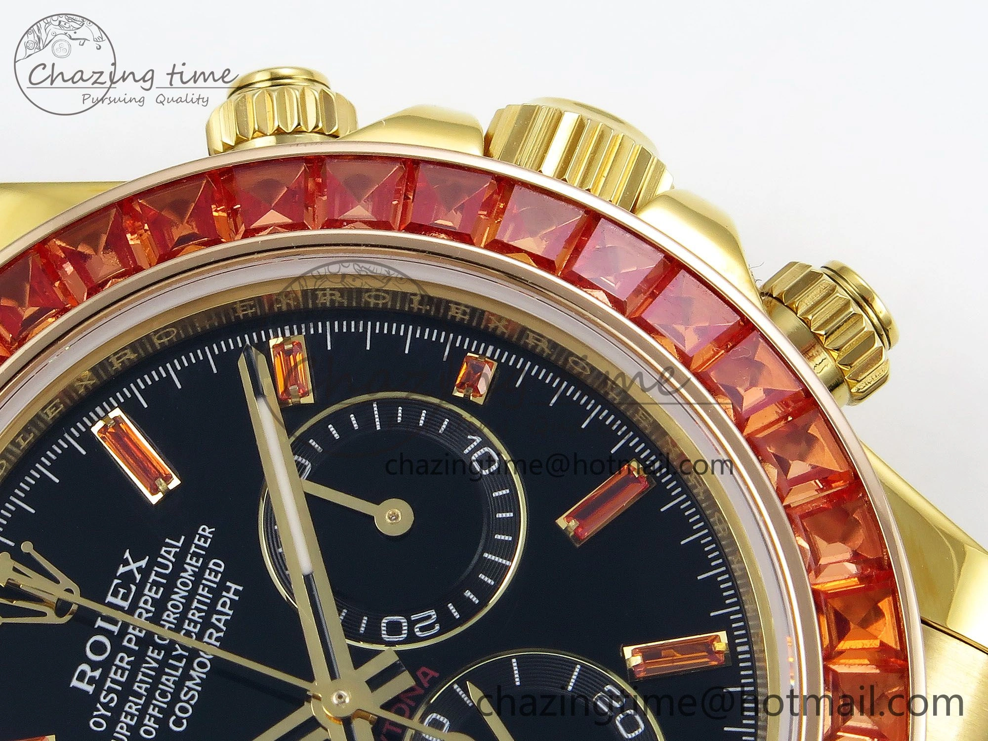 Daytona 116518 YG Orange Crystal Bezel N6F Best Edition Black Dial on Oysterflex Strap SA Breathable 1454