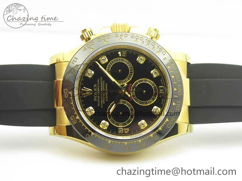 Daytona 116518LN YG JH Best Black Diam Dial On Rubber Strap A4130 (Free XS Rubber ) Sustainable 3459