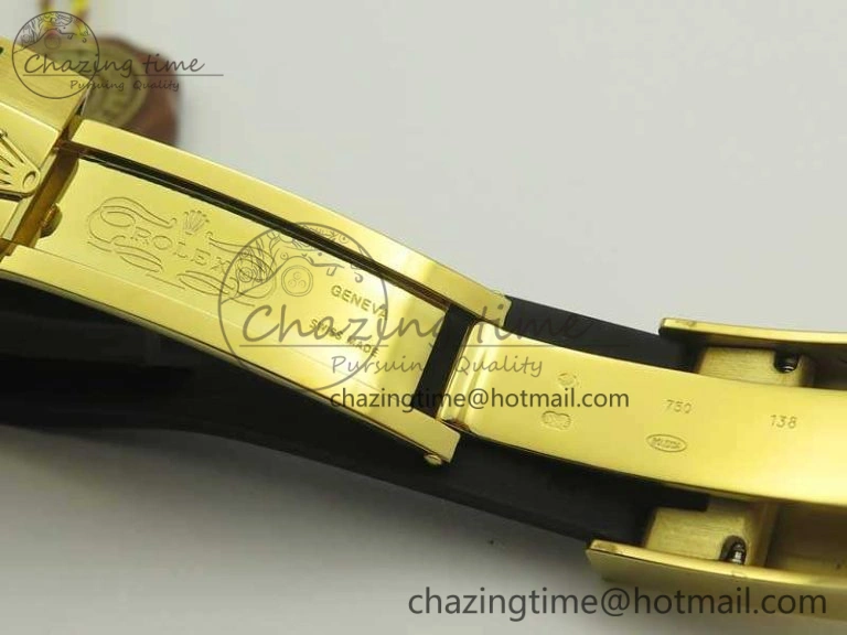Daytona 116518LN YG JH Best Black Gold Dial On Rubber Strap A4130 (Free XS Rubber ) DailyWear 3458