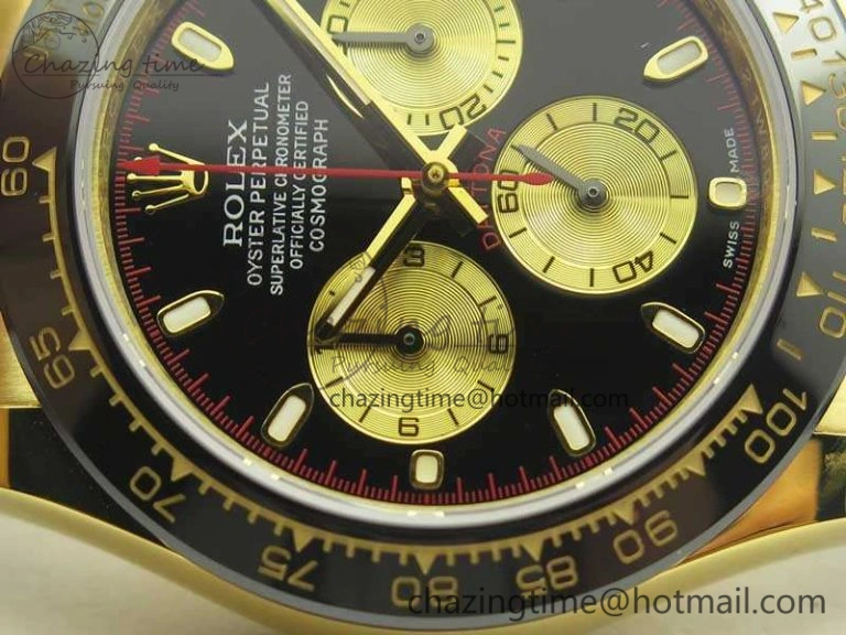 Daytona 116518LN YG JH Best Black Gold Dial On Rubber Strap A4130 (Free XS Rubber ) DailyWear 3458