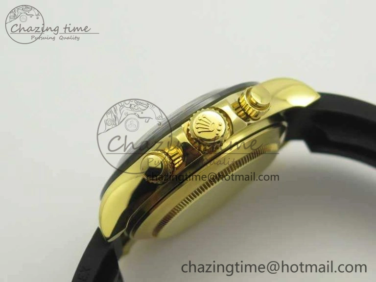 Daytona 116518LN YG JH Best Black Gold Dial On Rubber Strap A4130 (Free XS Rubber ) DailyWear 3458