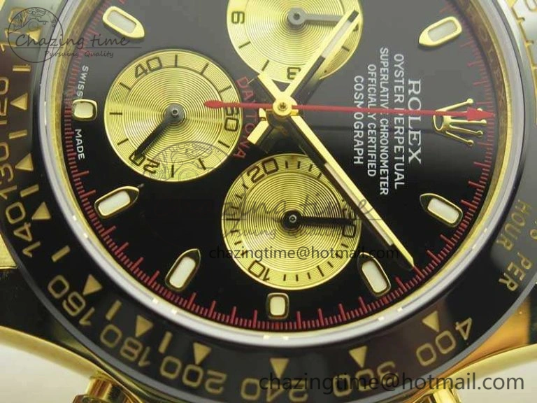 Daytona 116518LN YG JH Best Black Gold Dial On Rubber Strap A4130 (Free XS Rubber ) DailyWear 3458